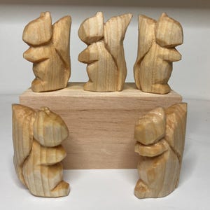 Small hand carved wooden squirrel, squirrel wood sculpture, home decor