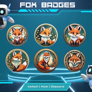 Fox Badges For Twitch, YouTube, Kick & Discord | Bit Badges | Sub Badges | Animal Inspired Badges | Streaming Badges.