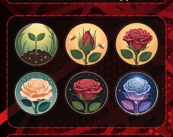 Badges secondaires Twitch Rose | Graphismes floraux (téléchargement numérique)