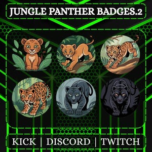 Jungle Panther Badges For Twitch / YouTube / Kick | Bit Badges | Twitch Sub Badges | Animal Badges | Discord Roles | Stream Badges.
