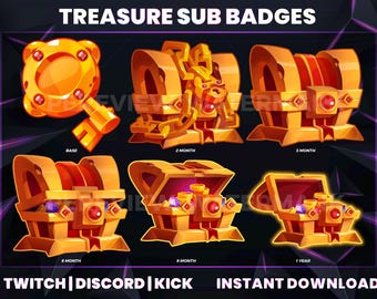 Treasure Chest Sub Badges for Twitch, Discord, Kick (Instant Download)