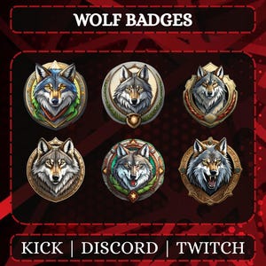 Wolf Sub Badges | Designed For Twitch, Kick, And Discord | Bit Badges | Twitch Sub Badges | Animal Badges | Stream Badges.