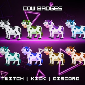 Twitch Cow Sub Badges | Loyalty & Cheer Badges | Perfect For Discord, Mixer, And Kick | Instant Download | Animal Badges.