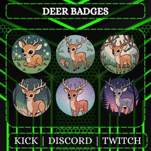 Twitch Sub Badges | Bit Badges | Deer Badges | Animal Badges | Twitch, Discord, Youtube | Streamer Badges.