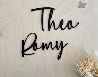 Letrero de madera personalizado con nombre: Decoración de pared negra para habitaciones infantiles y puertas - 5 cm, 15 cm o 25 cm de ancho
