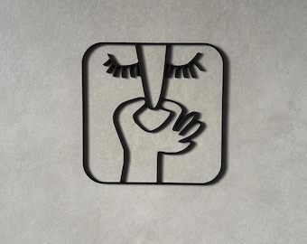 Decoración de baño de MDF: divertida decoración de pared para el baño | Madera teñida en negro | 15 x 15 cm o 20 x 20 cm | Letrero para puerta de baño