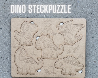 Puzzle de madera de dinosaurio de HDF y madera de abedul: juego educativo para niños | Puzzle cortado a láser con grabado | Idea de regalo para niños a partir de 3 años