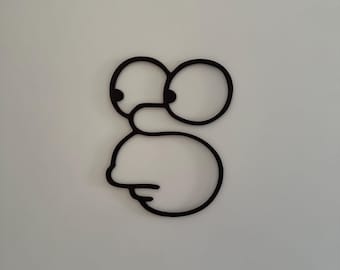 Arte mural de Homero: Decoración moderna de pared de MDF negro | Arte minimalista | Regalo para fans de Los Simpson | Arte mural de series de televisión y videojuegos
