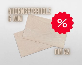 Contrachapado de arce, 420 x 297 mm, láser, piezas en bruto, madera, contrachapado, 6 mm, manualidades, madera para cortar con láser, madera para grabar con láser, abedul, álamo, DIN A3