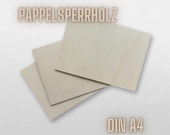 Contrachapado de álamo, 297 x 210 mm, láser, piezas en bruto, madera, contrachapado, DIN A4, 3 mm, manualidades, bricolaje, madera para láser, madera para grabado láser, juego, álamo