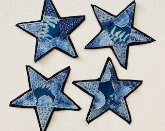 Star Patch, Sashiko, Boro Patch, Handmade Sew-on Patch, Patch for Jeans, Denim, Hand Stitched Patch, Applique, Upcycled, Embellishment