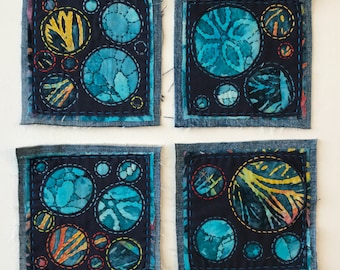 Colorful Patch for jeans, Hand Stitched Patch, Sashiko, Boro, Handmade Sew-on Patch, Denim Visible Mending, Appliqué, Embellishment