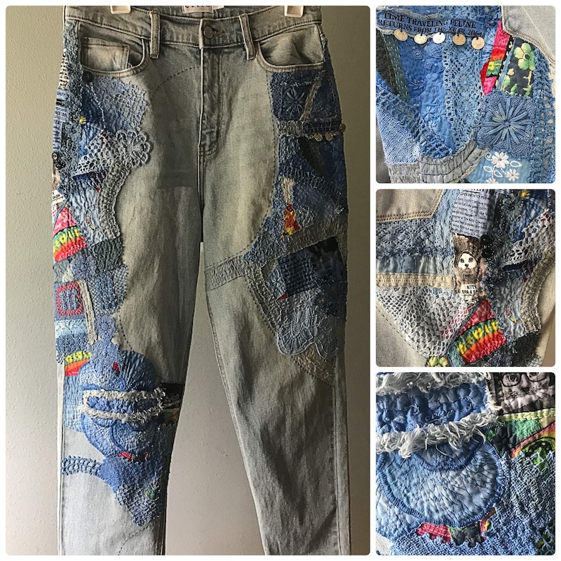 Upcycled Jeans Hand Stitched and Handcrafted With Unique One - Etsy