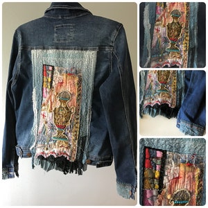 Upcycled Jean Jacket Hand Stitched With Unique One of the Kind ...