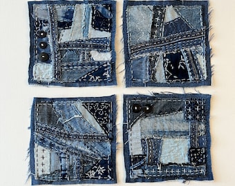 Sashiko, Boro Patch, Handmade Sew-on Patch, Patch for Jeans, Denim Visible Mending, Hand Stitched Patch, Applique, Upcycled, Embellishment
