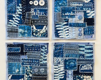 Handmade Sew-on Patch, Patch for Jeans, Denim Visible Mending, Hand Stitched Patch, Applique, Upcycled, Embellishment, Sashiko, Boro Patch