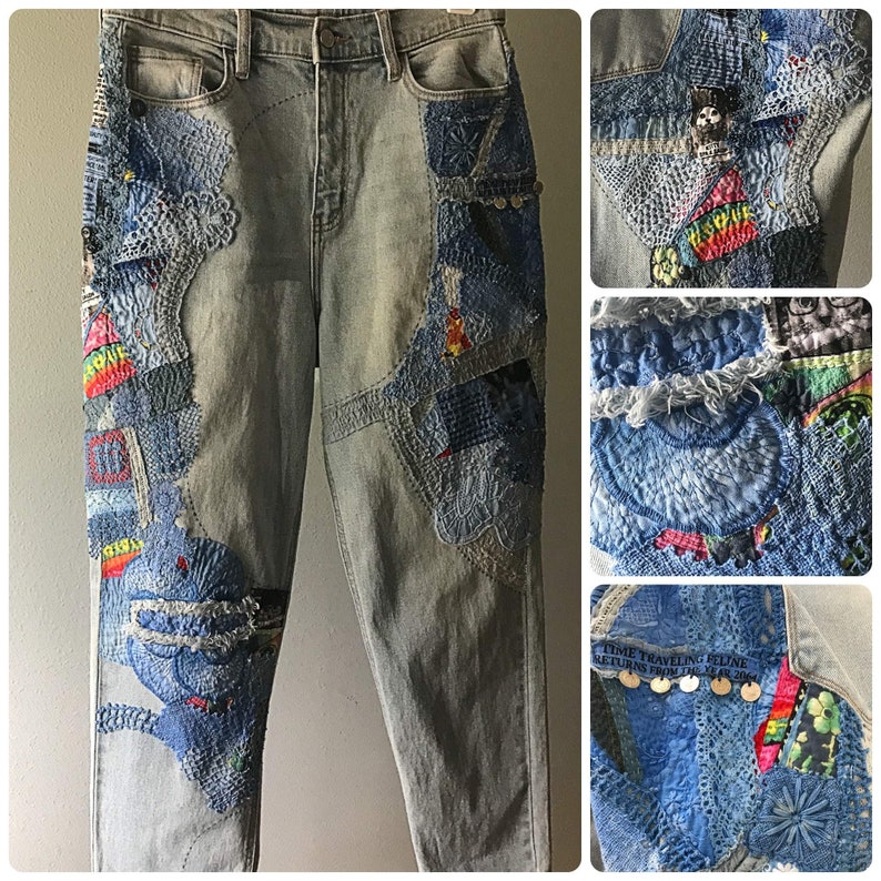 Upcycled Jeans Hand Stitched and Handcrafted With Unique One - Etsy