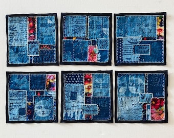 Sashiko, Boro Patch, Handmade Sew-on Patch, Patch for Jeans, Denim Visible Mending, Hand Stitched Patch, Applique, Upcycled, Embellishment