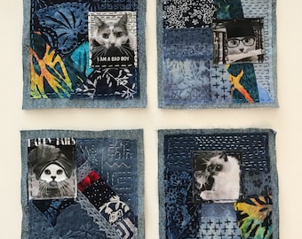 Sashiko, Boro Patch, Handmade Sew-on Patch, Patch for Jeans, Denim Visible Mending, Hand Stitched Patch, Applique, Upcycled, Embellishment