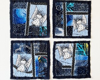 Jean patch, Boro Patch, Handmade Sew-on Patch, Patch For Jeans, Denim Visible Mending, Hand Stitched Appliqué, Upcycled, Embellishment