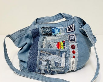 Jean Bag / Denim Tote / Handmade tote / Jean Handbag / One of the kind Tote bag /