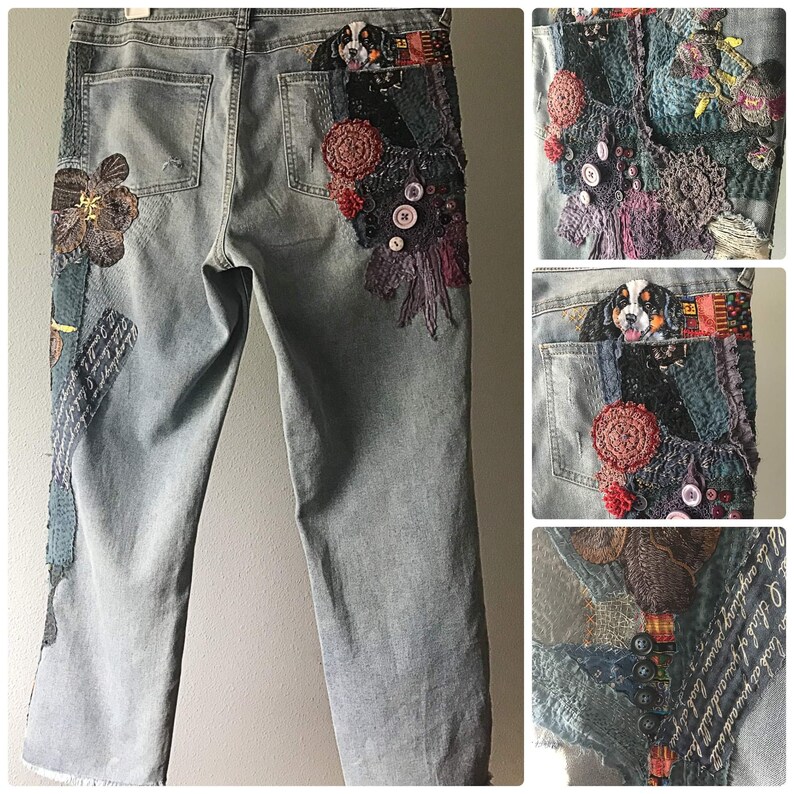 Upcycled Jeans Hand Stitched and Handcrafted With Unique One - Etsy