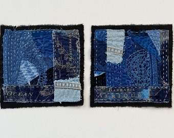 Sashiko, Boro Patch, Handmade Sew-on Patch, Patch for Jeans, Denim Visible Mending, Hand Stitched Patch, Applique, Upcycled, Embellishement