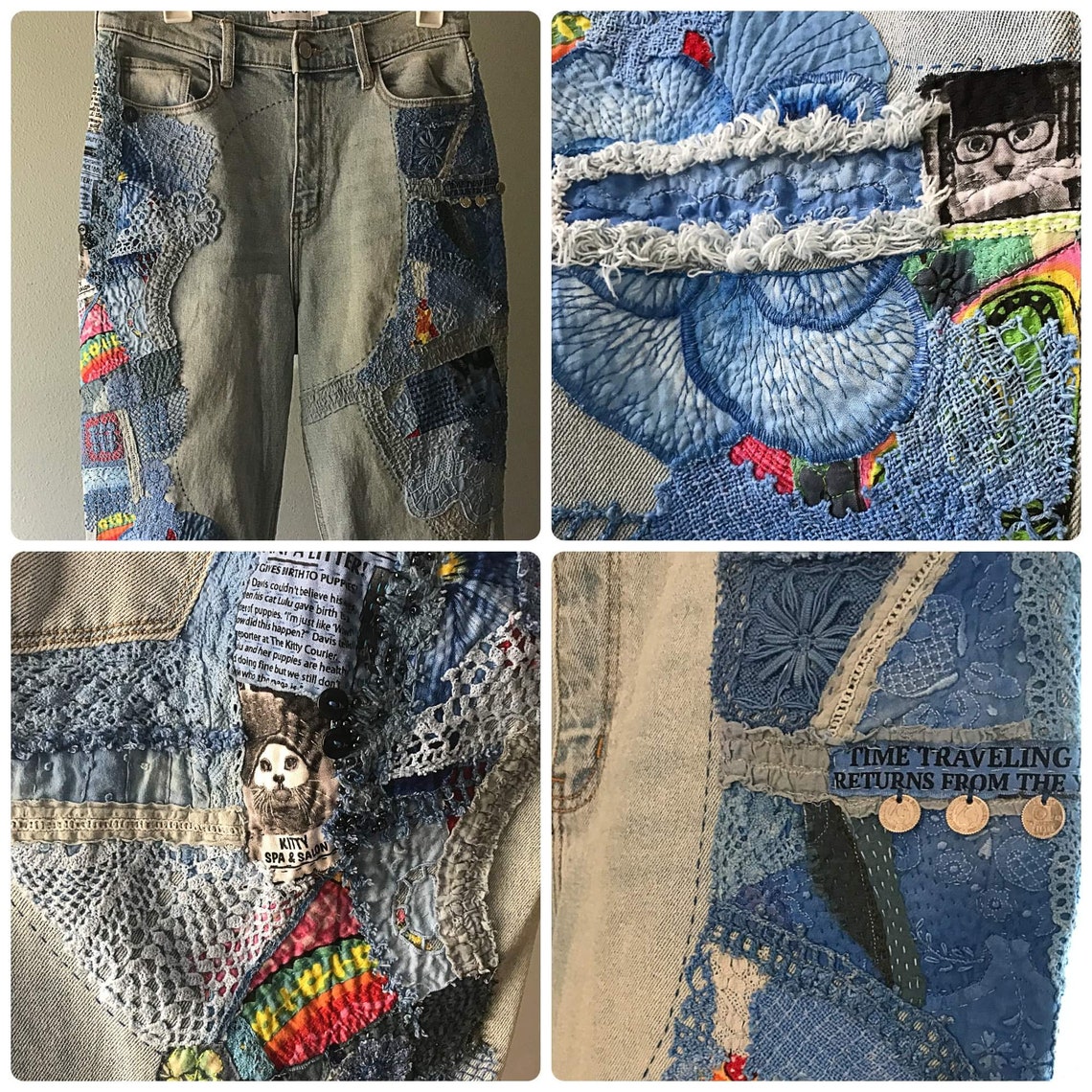 Upcycled Jeans Hand Stitched and Handcrafted With Unique One - Etsy