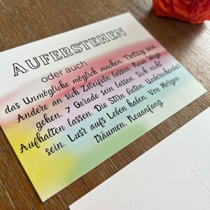 Osterkarte bunt fröhlich und nachdenklich christliche Grußkarte Auferstehen