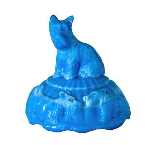 Vintage Akro Agate Scottie Dog Powder Box Jar