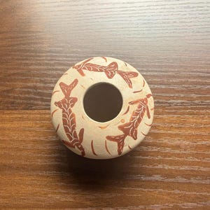 Vintage Mata Ortiz Seed Pot Pottery, Fish Motifs, Small Vase