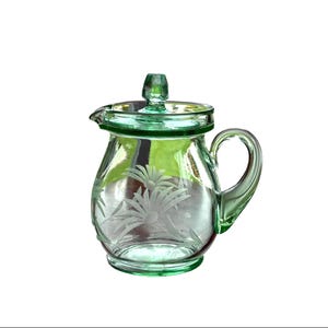 Vintage Cambridge Green Glass Syrup Pitcher