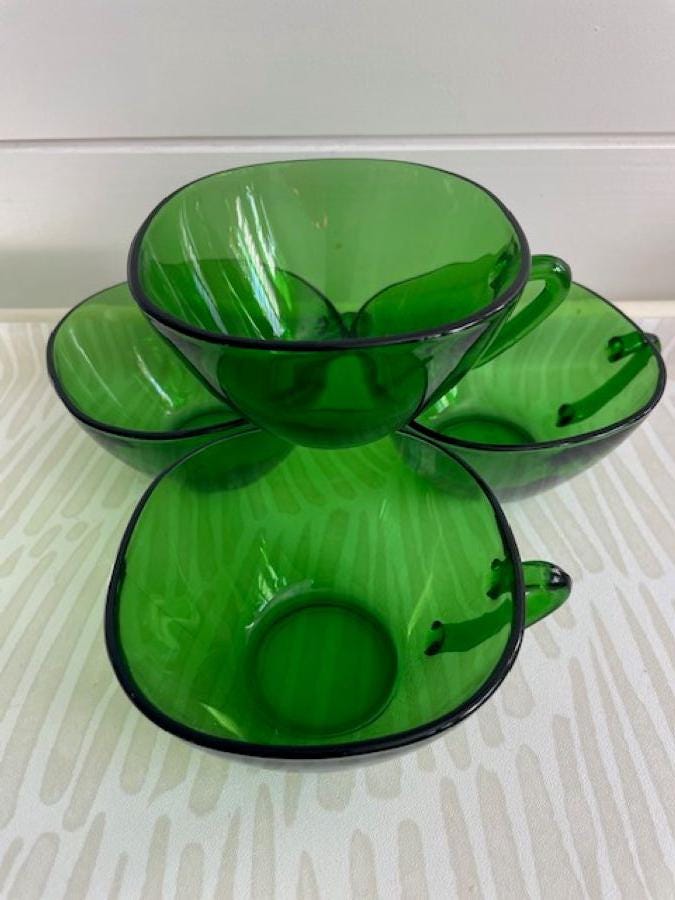 Lot De 3 Ramequins Jaunes Vereco – Verre Made In France – Bon état