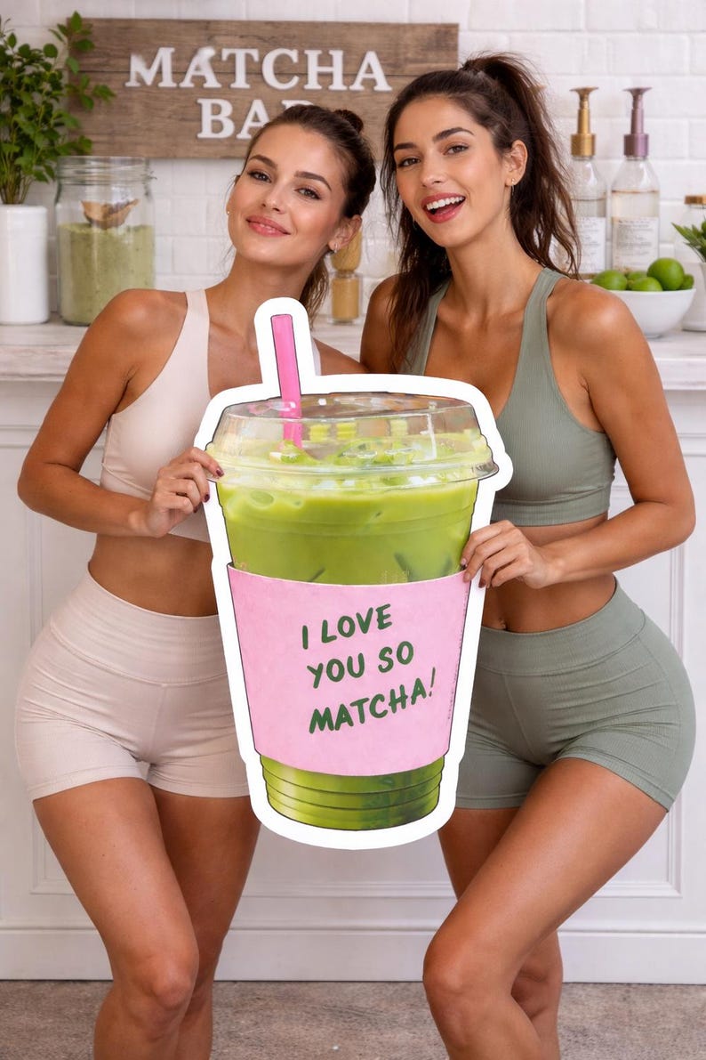 Matcha Party Decor Kit, Matcha Bar Setup, 3 Ft Matcha Prop, Drink Station Sign, Girls Night Party Decor, Pilates Party Theme, Birthday Decor image 1