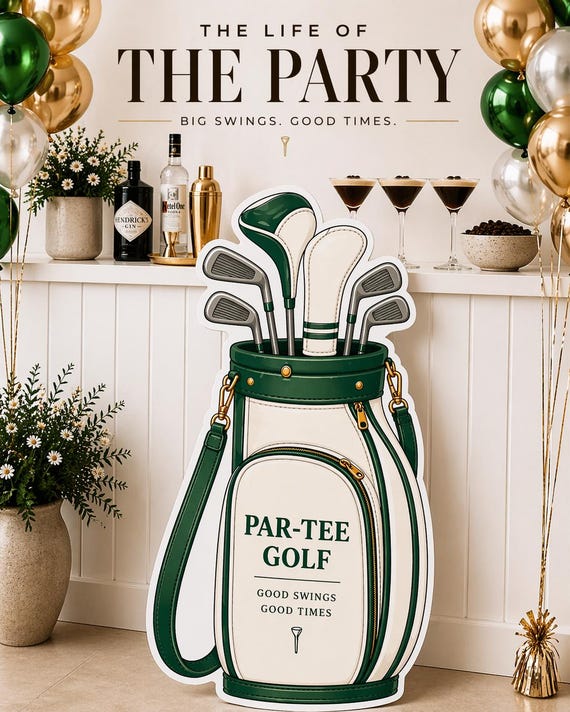 Par-Tee Golf Party Prop, Golf Bag Cutout, Golf Birthday Decor, 3ft Cardboard Photo Prop, Golf Theme Party, 19th Hole Decor, Par Tee Party