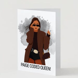 Biglietto d'auguri digitale Paige Coded Giggly Squad - Download immediato per uso personale - Colori vivaci, design divertente - Biglietto stampabile