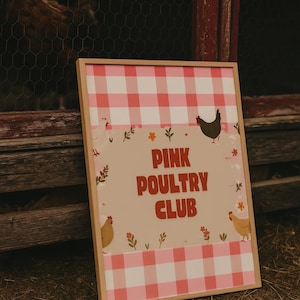 Pink Poultry Club Chicken Coop Sign - Chicken Coop Decor, Barn Decor