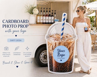 Custom Dirty Soda Sign, Large Soda Cup Photo Prop 3ft 4ft, Cardboard Cutout, Soda Bar Party Decor, Booth Display, Add Your Logo