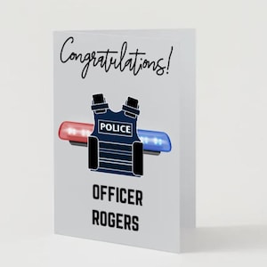 Biglietto di laurea per agente di polizia, modello modificabile Canva, regalo di laurea per l&#39;accademia di polizia, biglietto di auguri per le forze dell&#39;ordine, biglietto personalizzato stampabile