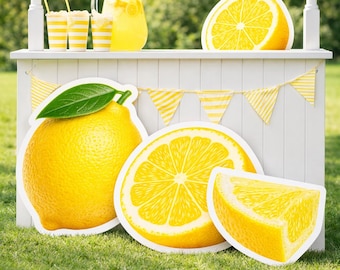 3 FT Giant Lemon Cardboard Photo Prop | Lemon Party Decor | Lemonade Stand Decorations | Main Squeeze Bridal Shower | Summer Party Decor