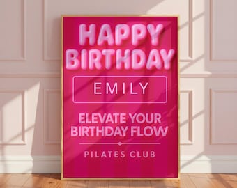 Editable Pilates Birthday Poster  Matching Photo Props Kit - Studio Decor, Party Supplies for Pilates Girl Celebrations