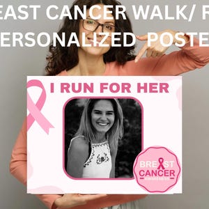 Breast Cancer Event Sign Template | Fundraiser Marathon Poster | Editable PDF | Instant Download | Canva Template | Print Yourself