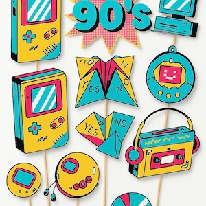 90s Party Props Printable | Hip Hop & Rap Theme | Instant Download JPEG/PNG | High-Resolution Photo Booth Decor | DIY Printing Options |
