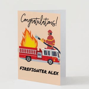 Personalized Firefighter Graduation Card Keepsake | Editable Canva Template | Instant Download | Congratulations Card | Modern Design | Fire