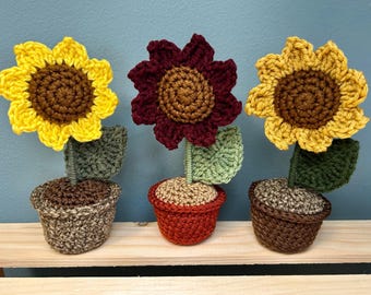 Handmade Crochet Sunflower in a Pot