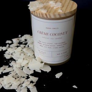 Crème Coconut Candle – Tropical Scented Soy Candle – Handmade in Canada – Coconut Pineapple Jasmine – Gift for Her – 7oz Candle – Dessert