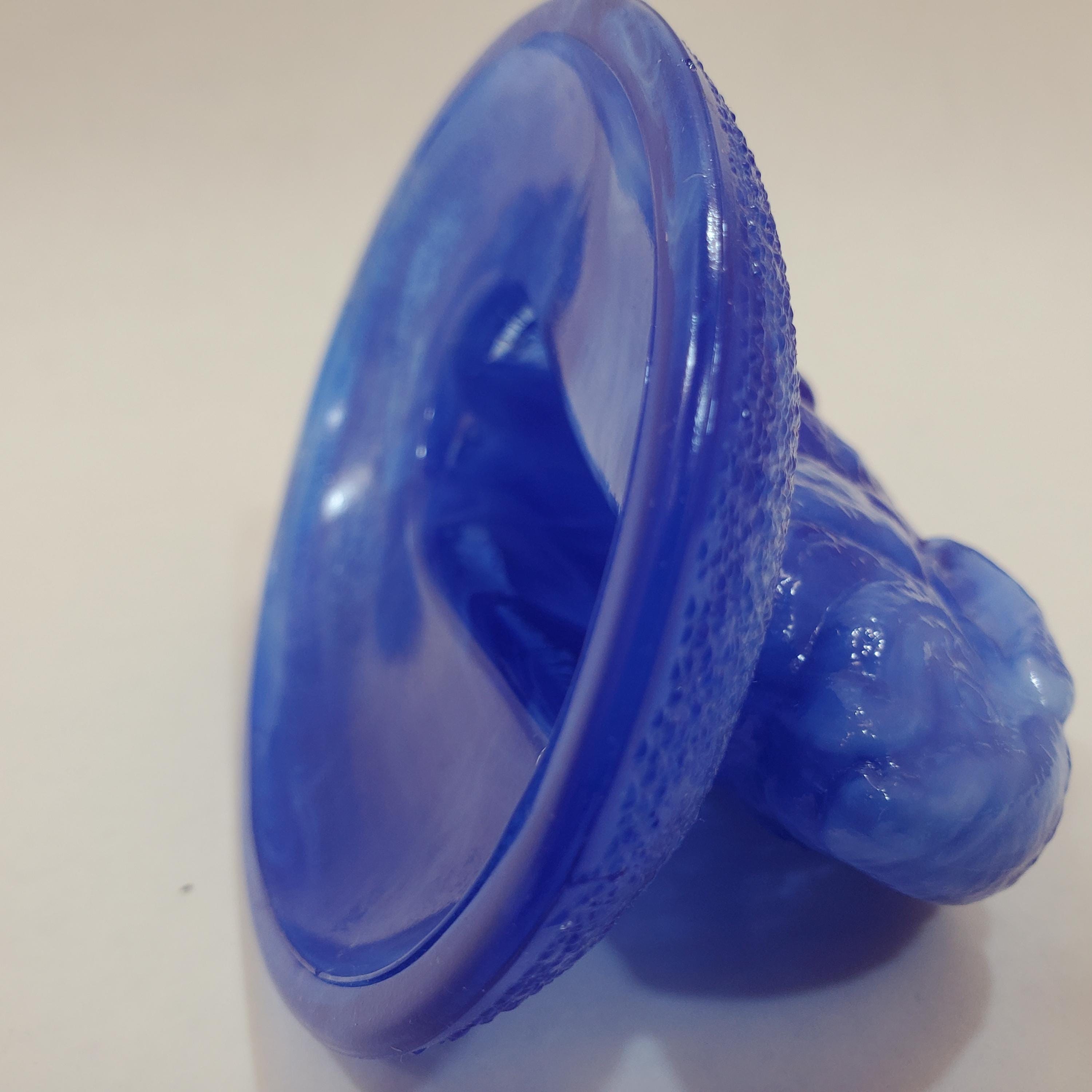 Vintage Cobalt Blue and White Slag Glass Rabbit on Nest 5.5