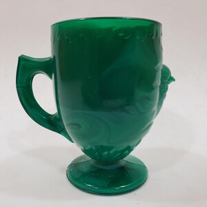 Vintage Malachite Green Slag Glass Chick and Egg Cup Mug McKee Summit Art Glass Collectible