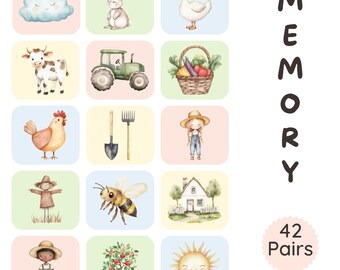 Memory cards for children printable watercolor activities for toddlers Montessori activities
