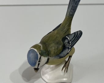 Vintage Goebel Blue Titmouse Figurine: Rare German Porcelain Bird